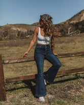 Marsha High Rise Frayed Bell Bottom Denim